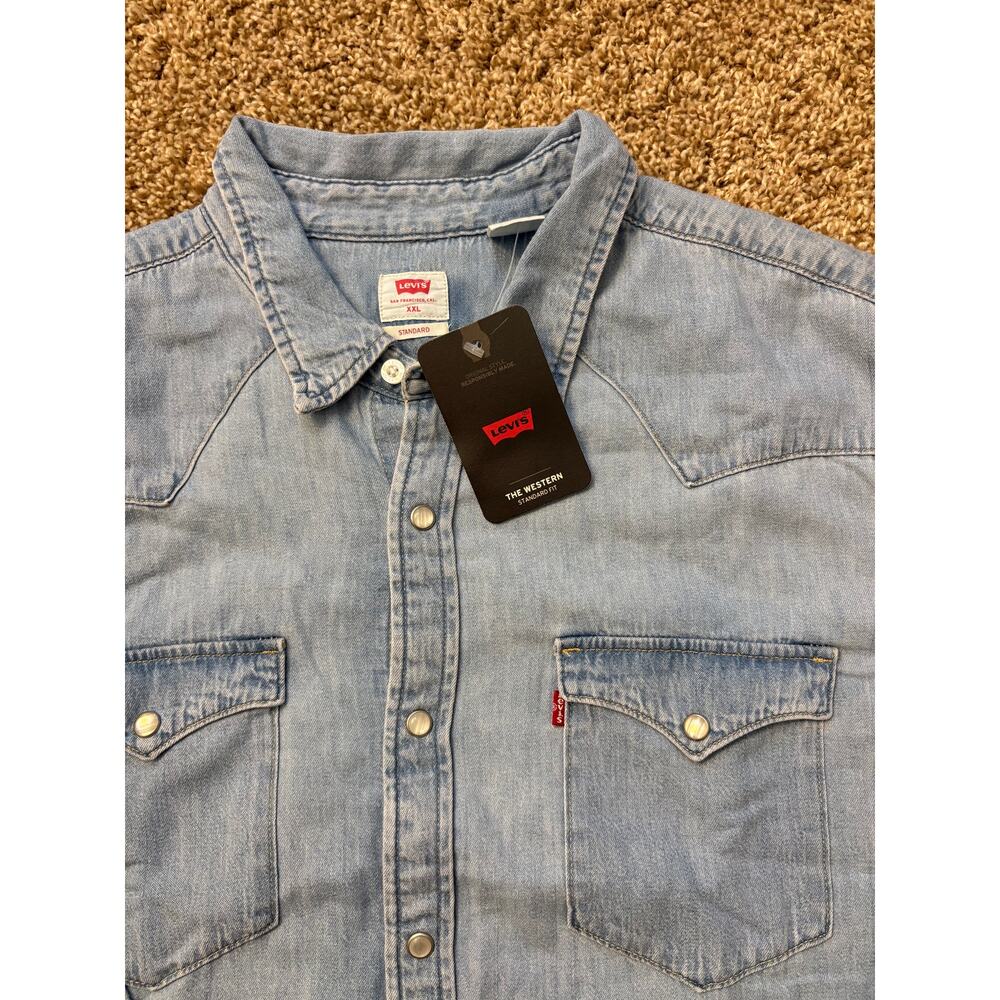 NWT Levi's Premium Iconic Western Standard Fit Denim Long Sleeve Mens Size XXL